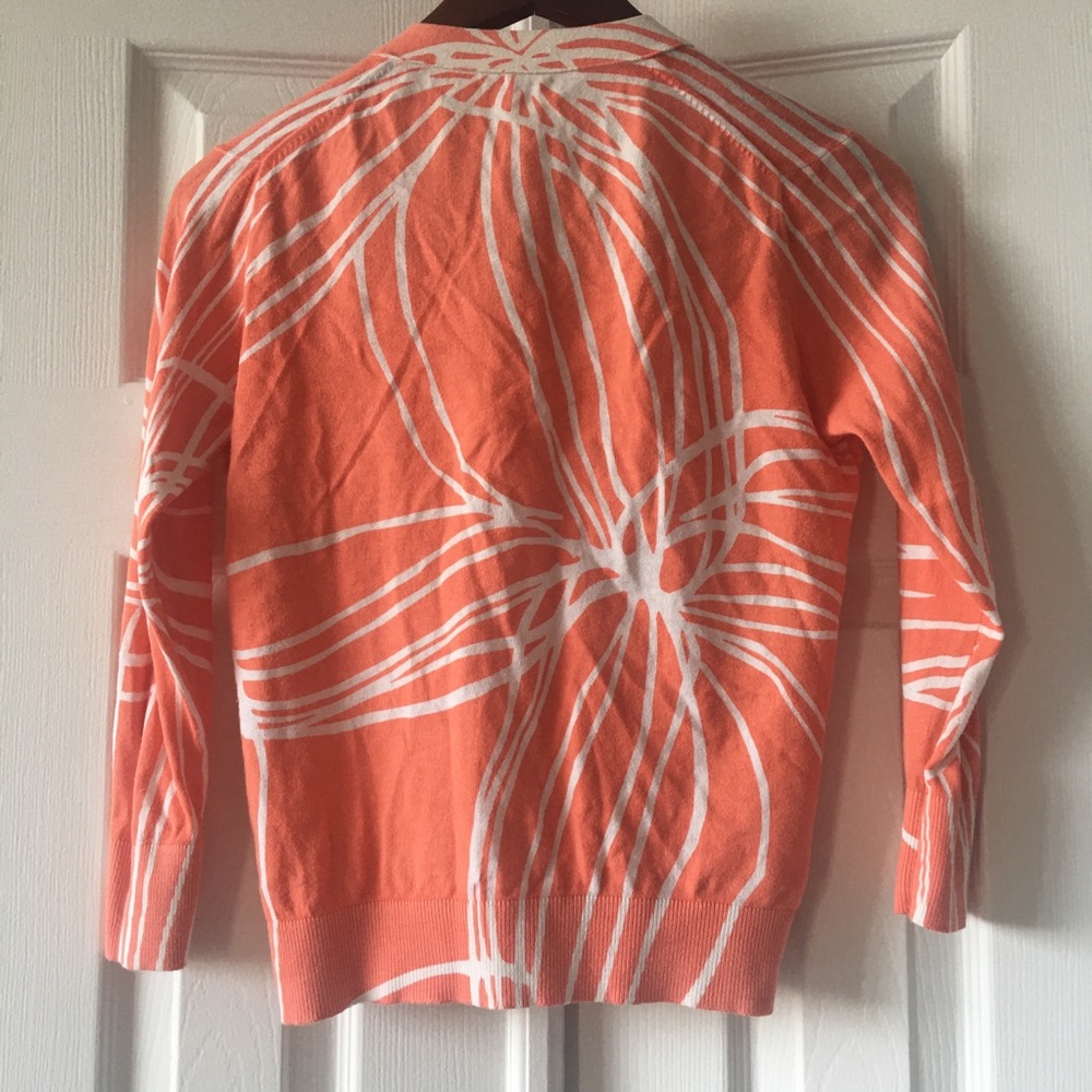 J crew leaf flower crop v neck cardigan orange - Picture 5 of 11